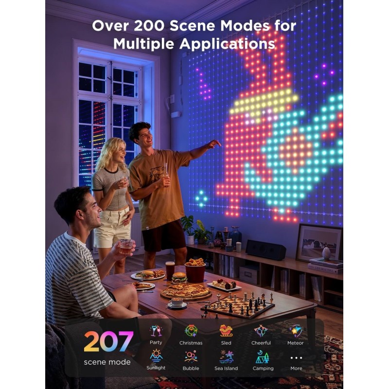 Buy Govee LED Curtain Lights - H70B3 - 2 WiFi & BT RGBIC 1.5x2.0m IP65 (EU) in Cyprus, Nicosia, Limassol, Larnaka, Pafos