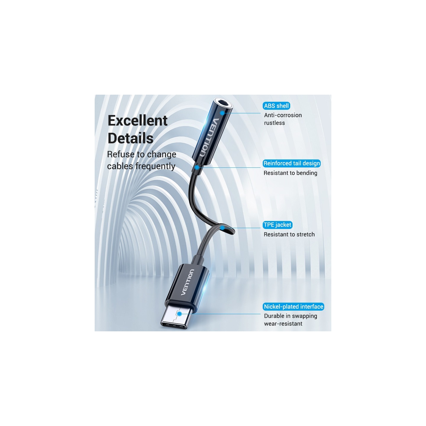 Vention USB-C to 3.5mm Female Adaptor - BGIWA - USB-C to 3.5mm Female Adaptor — Buy in Cyprus with Fast Delivery