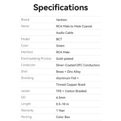 Buy Vention AUDIO Digital Coaxial RCA Cable - BCTGI - 3.0m in Cyprus, Nicosia, Limassol, Larnaka, Pafos