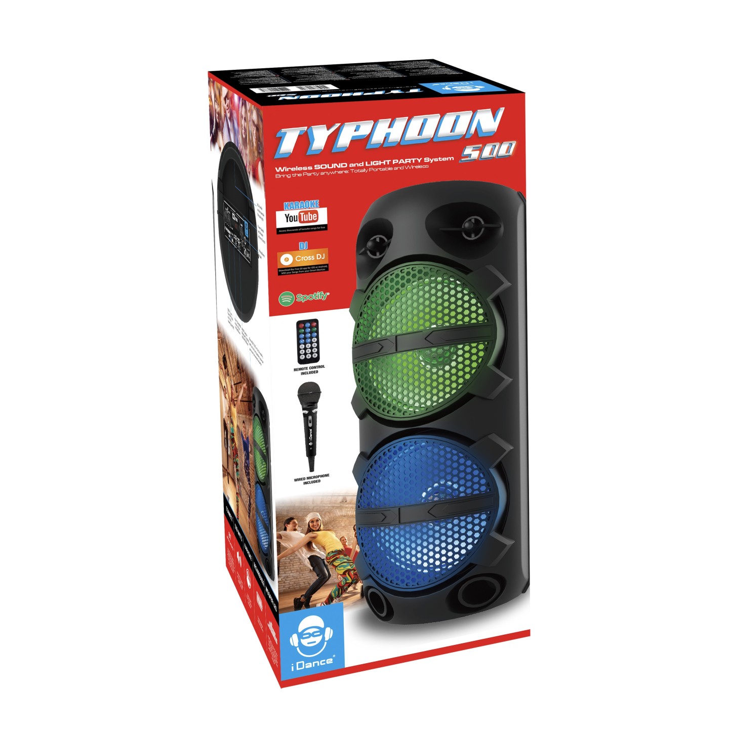 iDance Portable Speaker with Microphone & Remote - Typhoon 500 - Portable Speaker with Microphone & Remote