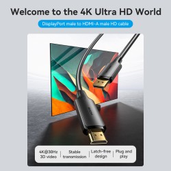 Buy Vention DisplayPort to HDMI Cable 4K30Hz 1.0m PVC - HFOBF - DisplayPort to H... in Cyprus, Nicosia, Limassol, Larnaka, Pafos