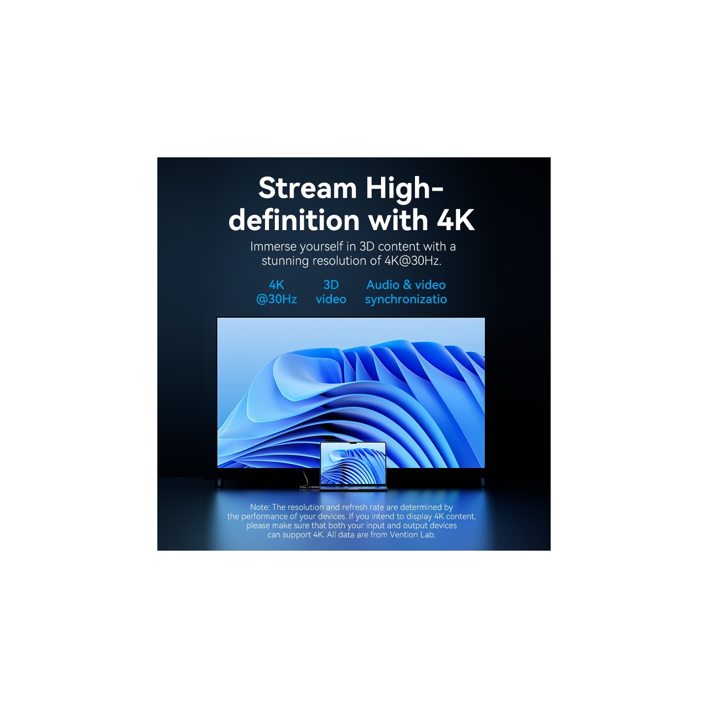 Vention DisplayPort to HDMI Cable 4K30Hz 1.0m PVC - HFOBF - DisplayPort to HDMI Cable 4K30Hz 1.0m PVC