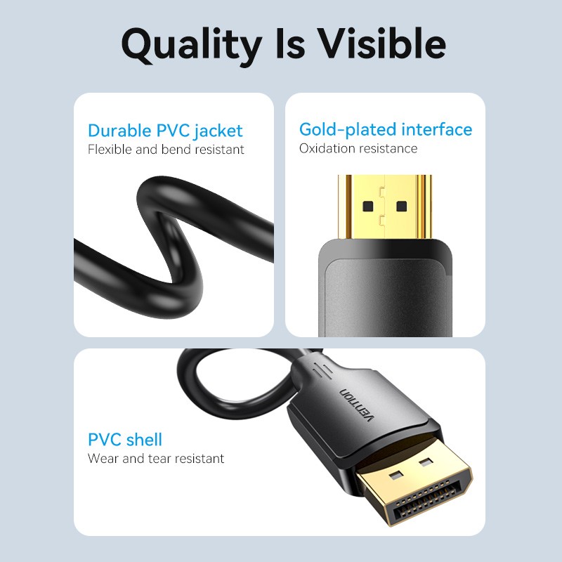 Buy Vention DisplayPort to HDMI Cable 4K30Hz 1.0m PVC - HFOBF - DisplayPort to H... in Cyprus, Nicosia, Limassol, Larnaka, Pafos
