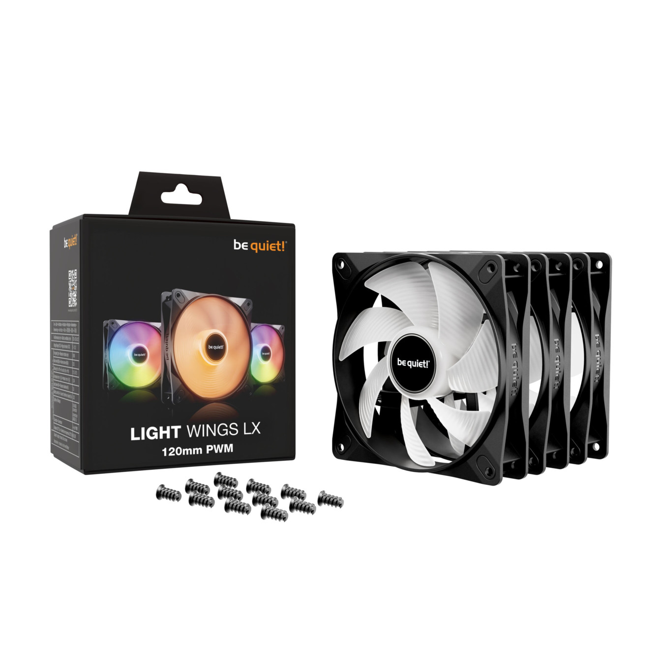 Be Quiet Light Wings LX 120mm PWM - Triple Pack - Black, ARGB, 1600 RPM — Buy in Cyprus with Fast Delivery