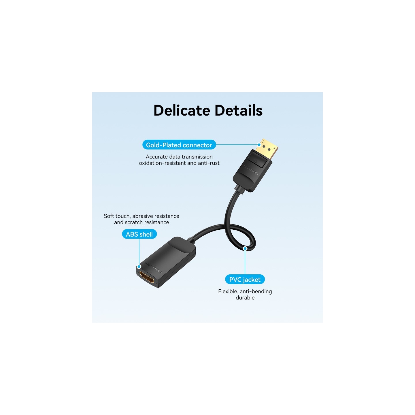 Vention DisplayPort to HDMI Adaptor - HBZBB - DisplayPort to HDMI Adaptor Male to Female 4K60Hz 0.15M