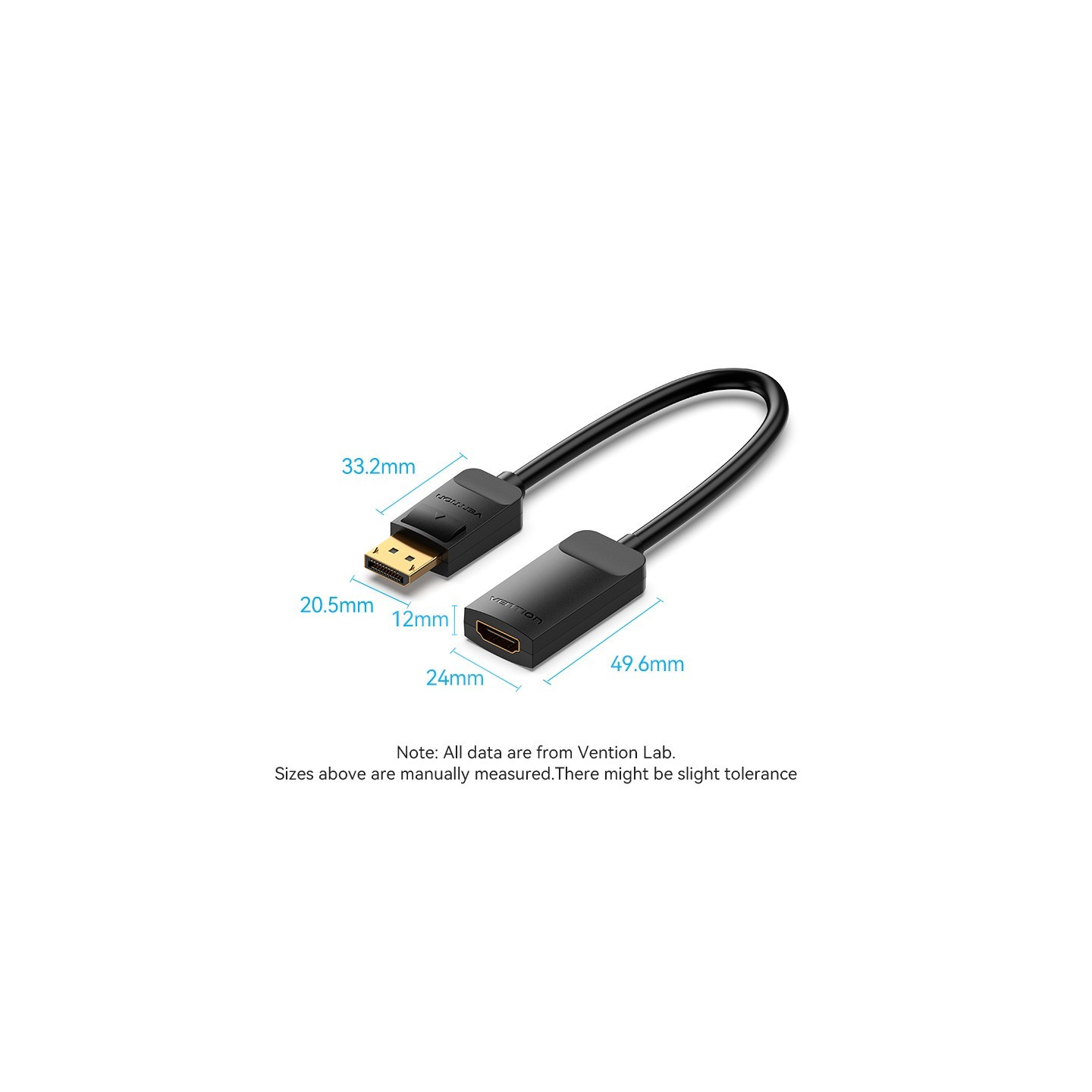 Vention DisplayPort to HDMI Adaptor - HBZBB - DisplayPort to HDMI Adaptor Male to Female 4K60Hz 0.15M