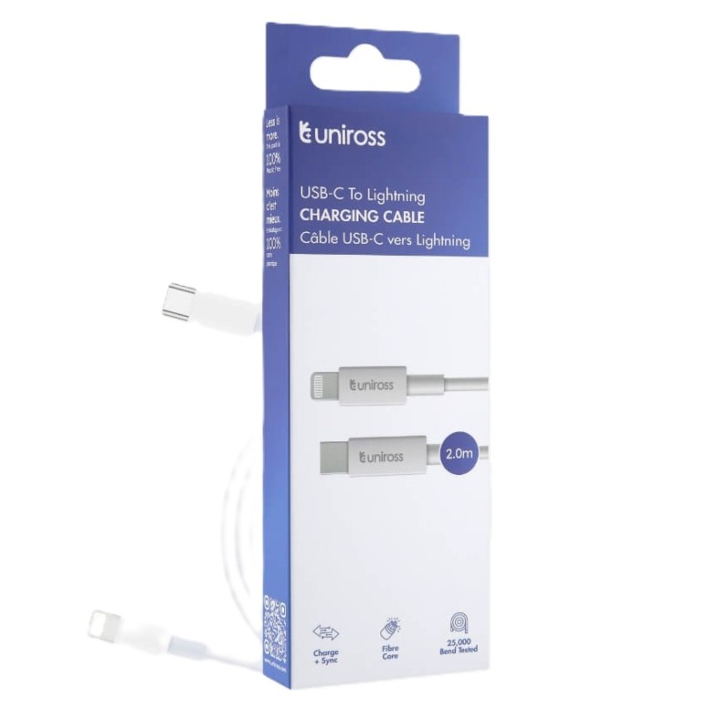 Buy Uniross USB-C to Lightning Cable - UCA008 - 2.0m in Cyprus, Nicosia, Limassol, Larnaka, Pafos