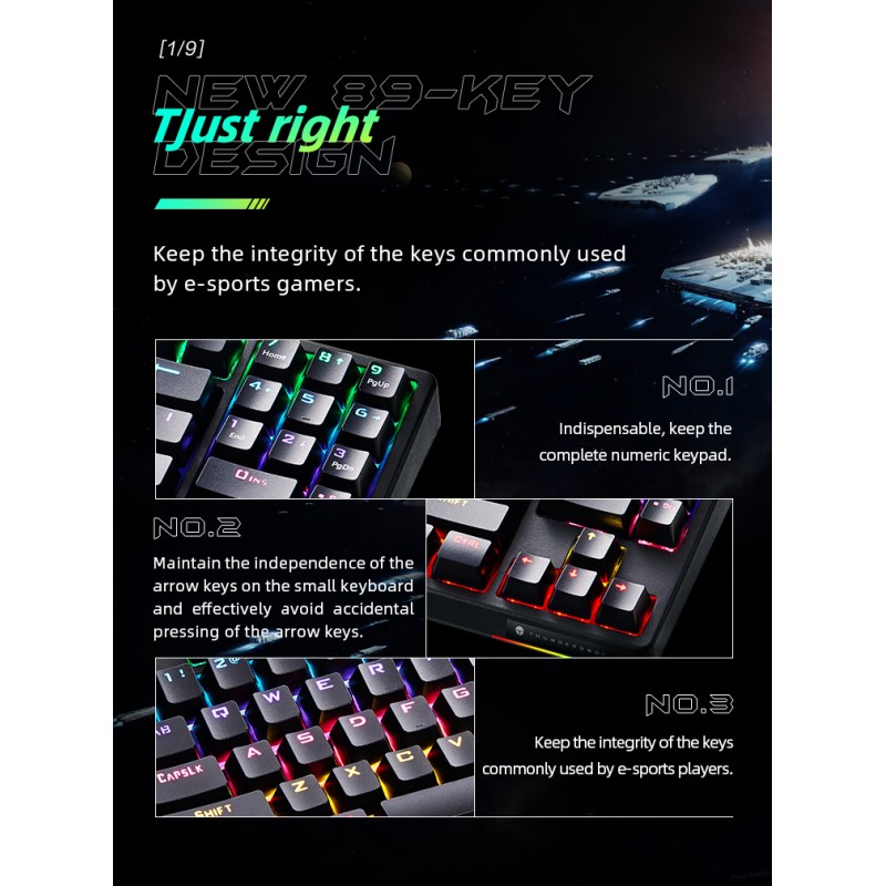 Buy Thunderobot Black Mechanical Gaming Keyboard - KG3089R - 89 Blue Switch Keys in Cyprus, Nicosia, Limassol, Larnaka, Pafos