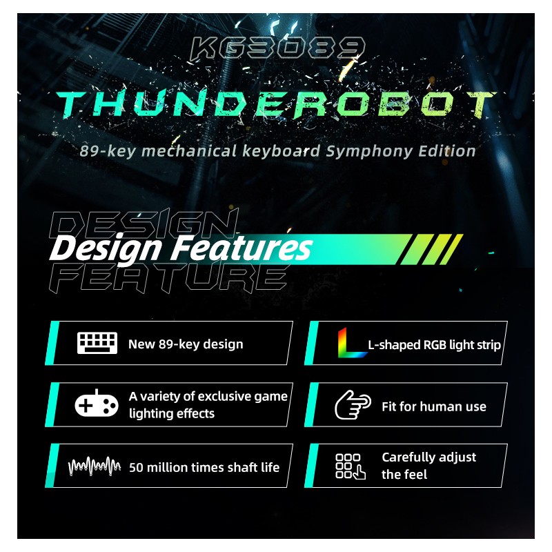 Buy Thunderobot Black Mechanical Gaming Keyboard - KG3089R - 89 Blue Switch Keys in Cyprus, Nicosia, Limassol, Larnaka, Pafos