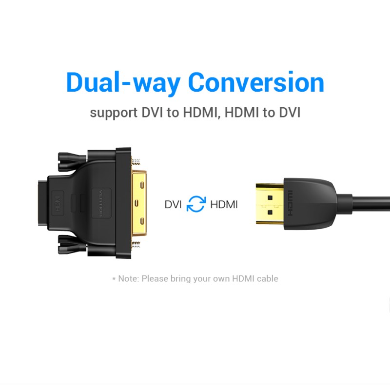 Buy Vention HDMI Female to DVI 24+1 Male Adaptor (Dual Direction) - ECDB0 - HDMI... in Cyprus, Nicosia, Limassol, Larnaka, Pafos