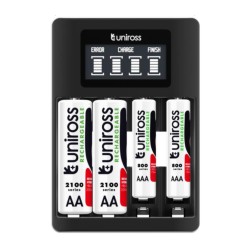 Buy Uniross USB Charger for AA AAA Incl 4xAA 2100 Batteries - UCU002A - Fast 2hr... in Cyprus, Nicosia, Limassol, Larnaka, Pafos