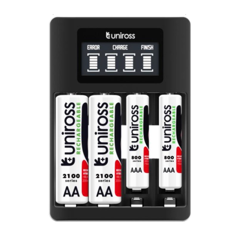 Buy Uniross USB Charger for AA AAA Incl 4xAA 2100 Batteries - UCU002A - Fast 2hr... in Cyprus, Nicosia, Limassol, Larnaka, Pafos