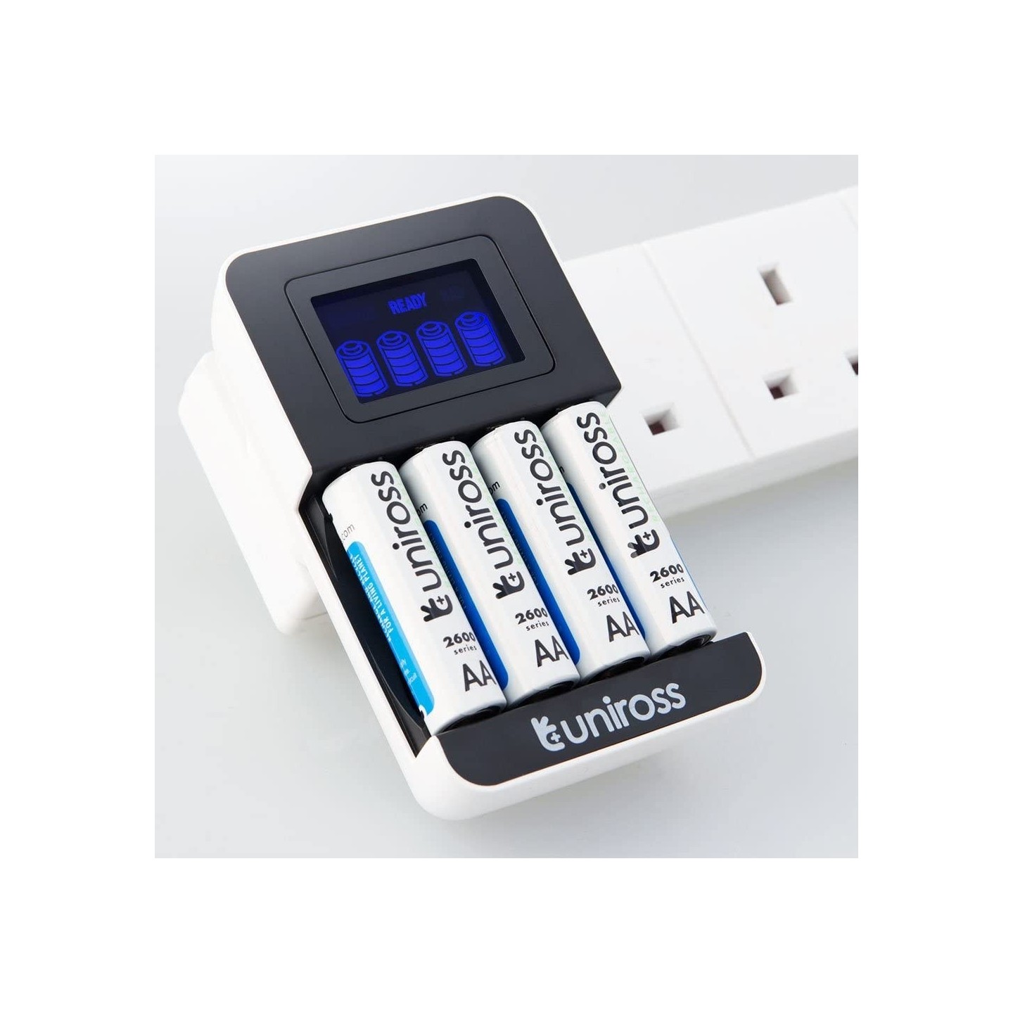 Uniross USB Charger for AA AAA Incl 4xAA 2100 Batteries - UCU002A - Fast 2hr USB Charger for AA AAA Incl 4xAA 2100 Batteries