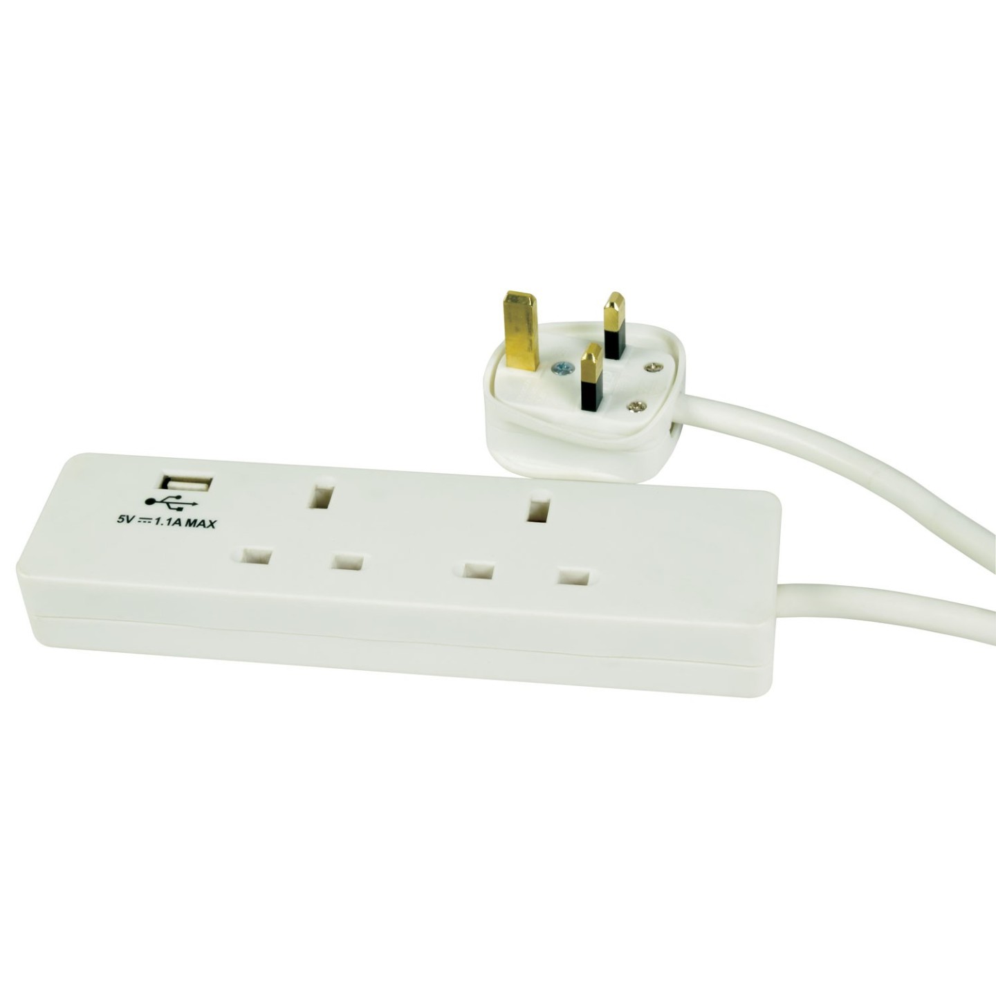 Mercury 2-Gang Surge - 429.768UK - 2m 1xUSB Port — Buy in Cyprus with Fast Delivery