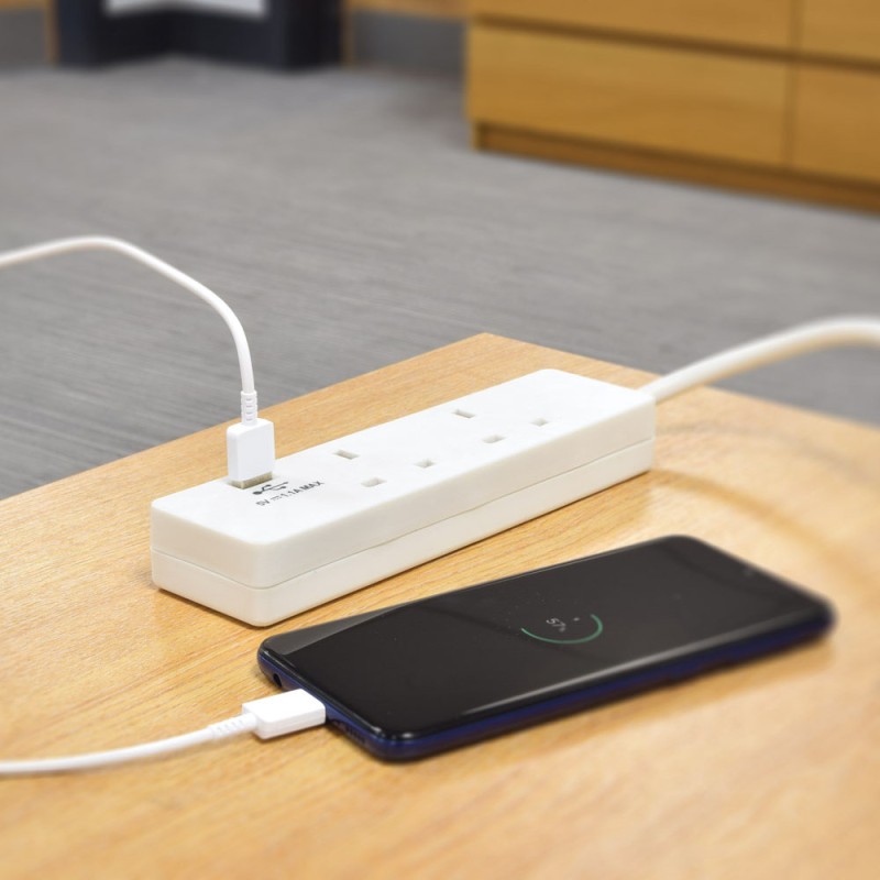 Buy Mercury 2-Gang Surge - 429.768UK - 2m 1xUSB Port in Cyprus, Nicosia, Limassol, Larnaka, Pafos