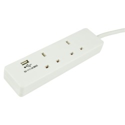 Buy Mercury 2-Gang Surge - 429.768UK - 2m 1xUSB Port in Cyprus, Nicosia, Limassol, Larnaka, Pafos
