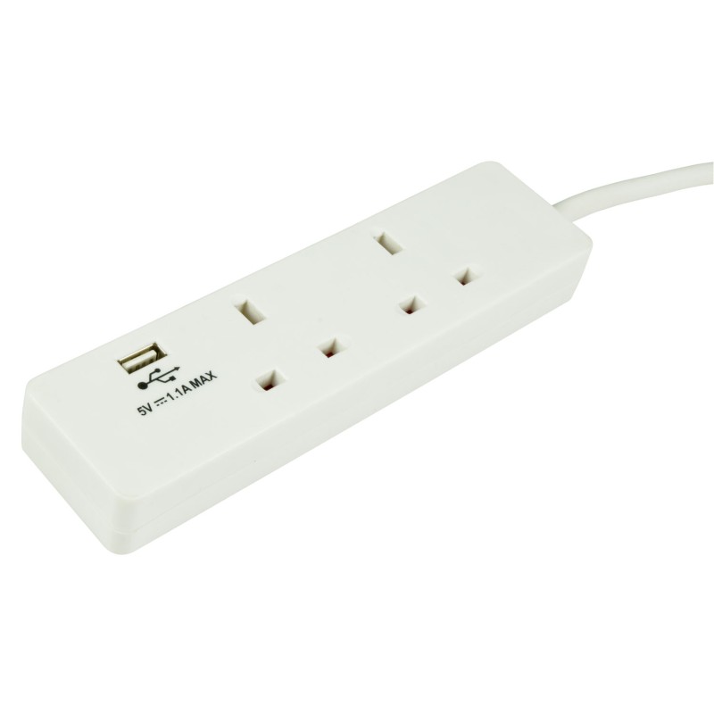 Buy Mercury 2-Gang Surge - 429.768UK - 2m 1xUSB Port in Cyprus, Nicosia, Limassol, Larnaka, Pafos