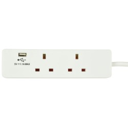 Buy Mercury 2-Gang Surge - 429.768UK - 2m 1xUSB Port in Cyprus, Nicosia, Limassol, Larnaka, Pafos