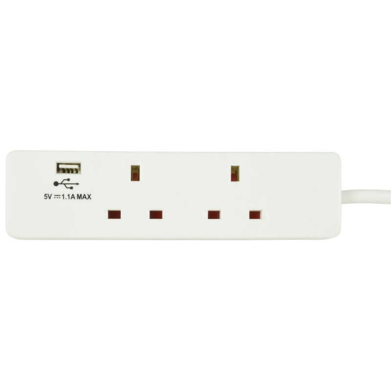 Buy Mercury 2-Gang Surge - 429.768UK - 2m 1xUSB Port in Cyprus, Nicosia, Limassol, Larnaka, Pafos