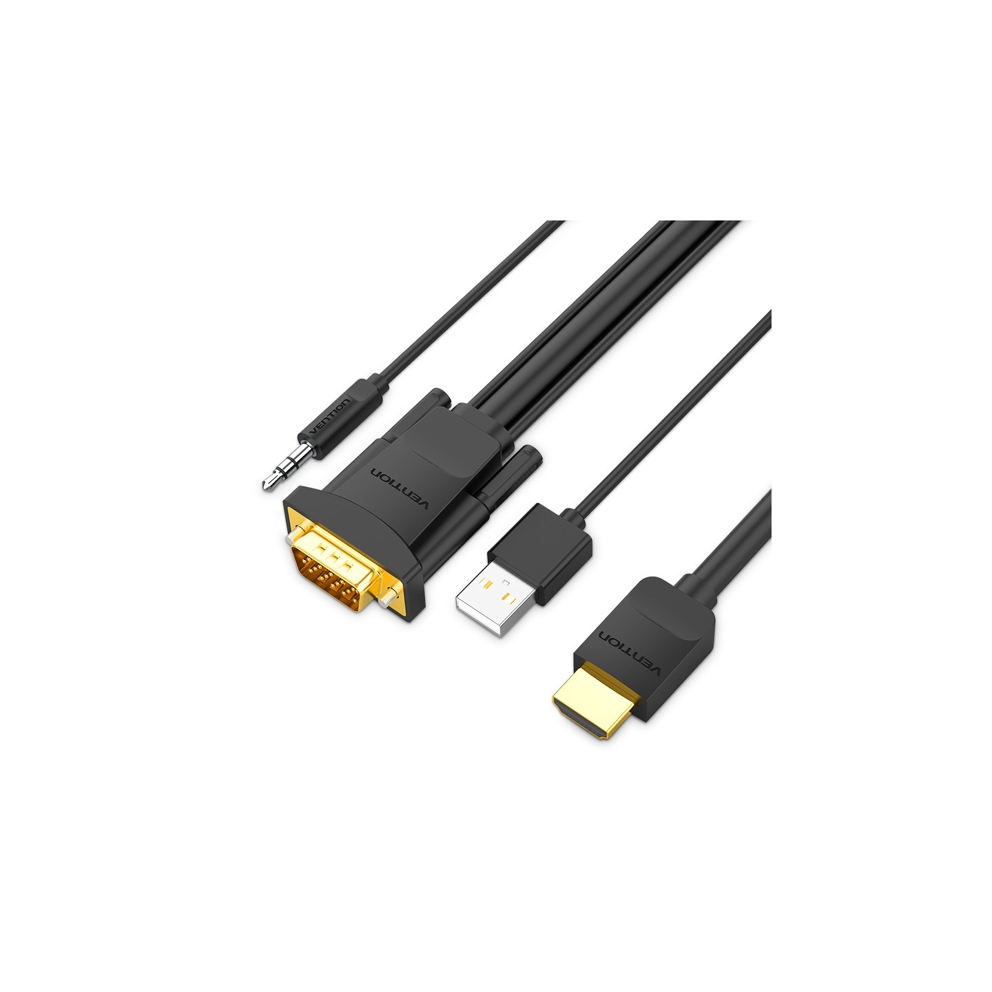 Vention HDMI Cable to VGA+Audio & USB Power - ABIBH - HDMI Cable to VGA+Audio & USB Power 2.0m
