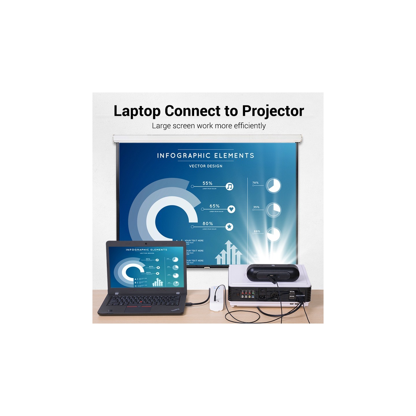 Vention HDMI Cable to VGA+Audio & USB Power - ABIBH - HDMI Cable to VGA+Audio & USB Power 2.0m