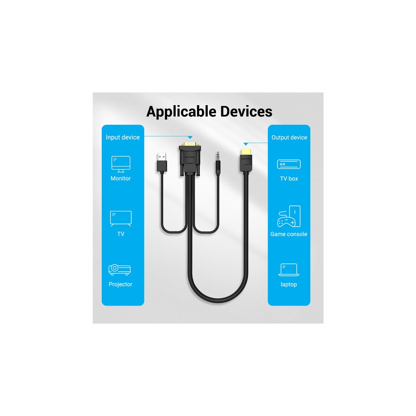Vention HDMI Cable to VGA+Audio & USB Power - ABIBH - HDMI Cable to VGA+Audio & USB Power 2.0m