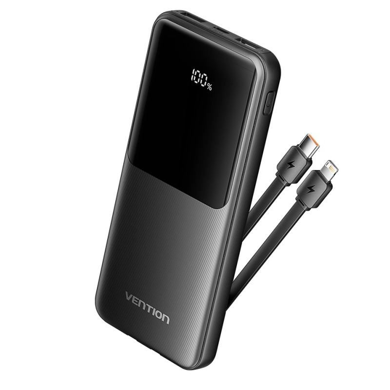 Buy Vention Powerbank 10000mAh 22.5W Built-in USB-C+Lightning - FHOB0 - Black in Cyprus, Nicosia, Limassol, Larnaka, Pafos