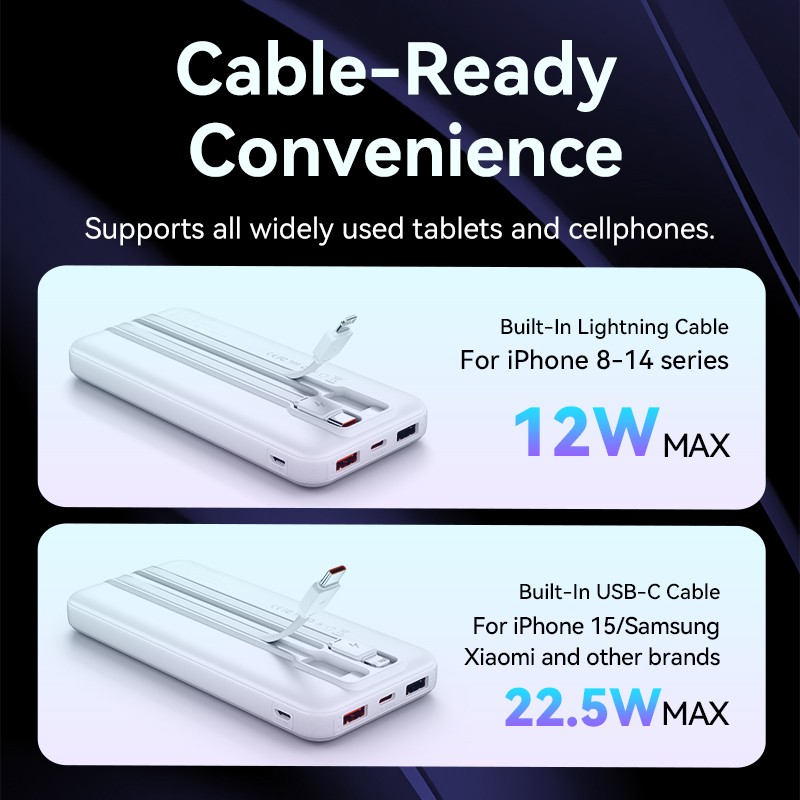 Buy Vention Powerbank 10000mAh 22.5W Built-in USB-C+Lightning - FHOB0 - Black in Cyprus, Nicosia, Limassol, Larnaka, Pafos