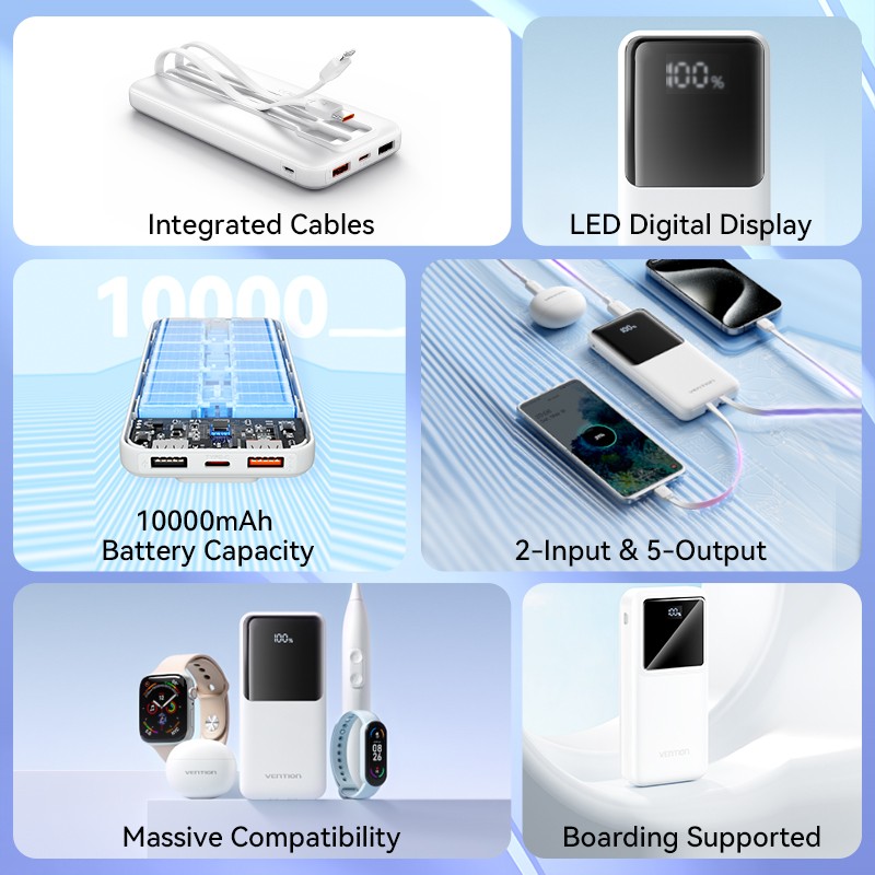 Buy Vention Powerbank 10000mAh 22.5W Built-in USB-C+Lightning - FHOB0 - Black in Cyprus, Nicosia, Limassol, Larnaka, Pafos