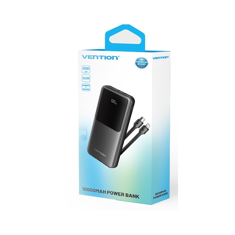 Buy Vention Powerbank 10000mAh 22.5W Built-in USB-C+Lightning - FHOB0 - Black in Cyprus, Nicosia, Limassol, Larnaka, Pafos