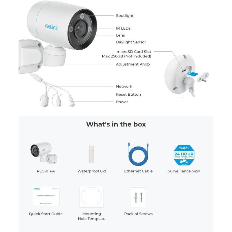 Buy Reolink IP Bullet Camera - RLC-81PA - (P330P) 8MP 180° Pan Auto Tracking Co... in Cyprus, Nicosia, Limassol, Larnaka, Pafos