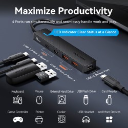 Vention CHYBB 5-in-1 USB-C Hub 2xA 2xC 3.2 Gen2 10Gbps + Power Port — Armenius Store Cyprus