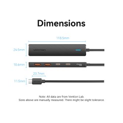 Vention CHYBB 5-in-1 USB-C Hub 2xA 2xC 3.2 Gen2 10Gbps + Power Port — Armenius Store Cyprus