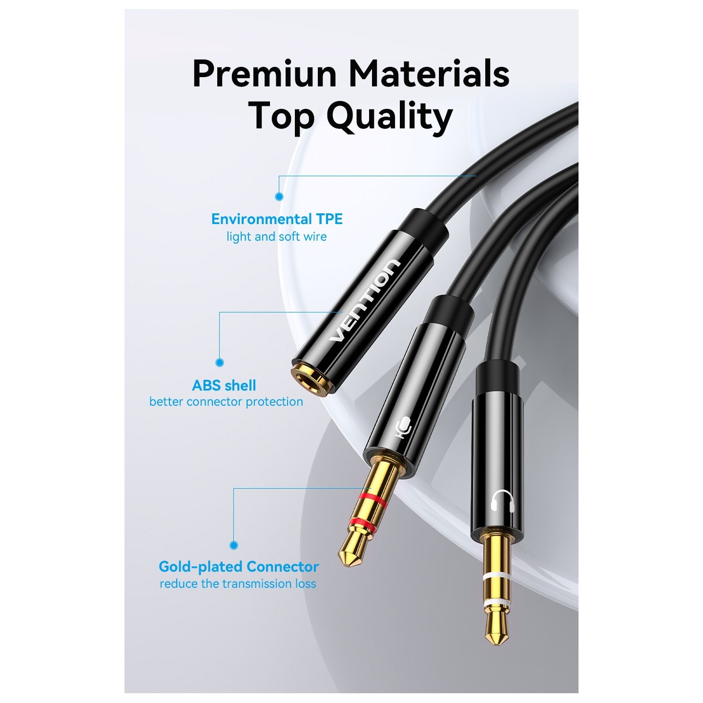 Vention AUDIO 3.5mm F to 2x3.5mm M Splitter Cable - BBTBY - 0.3m — Buy in Cyprus with Fast Delivery