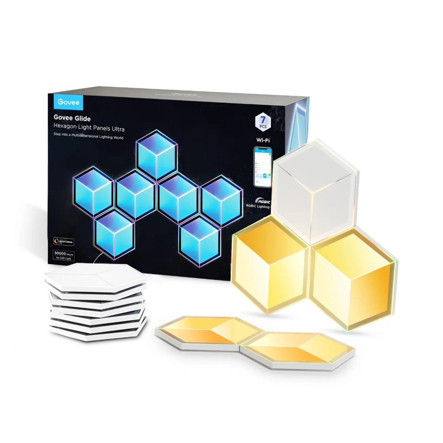 Govee Gaming Wall Glide Hexa Ultra Light Panels - H606A - 7pcs (EU) — Buy in Cyprus with Fast Delivery