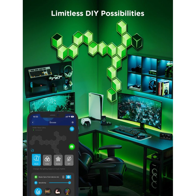 Buy Govee Gaming Wall Glide Hexa Ultra Light Panels - H606A - 7pcs (EU) in Cyprus, Nicosia, Limassol, Larnaka, Pafos