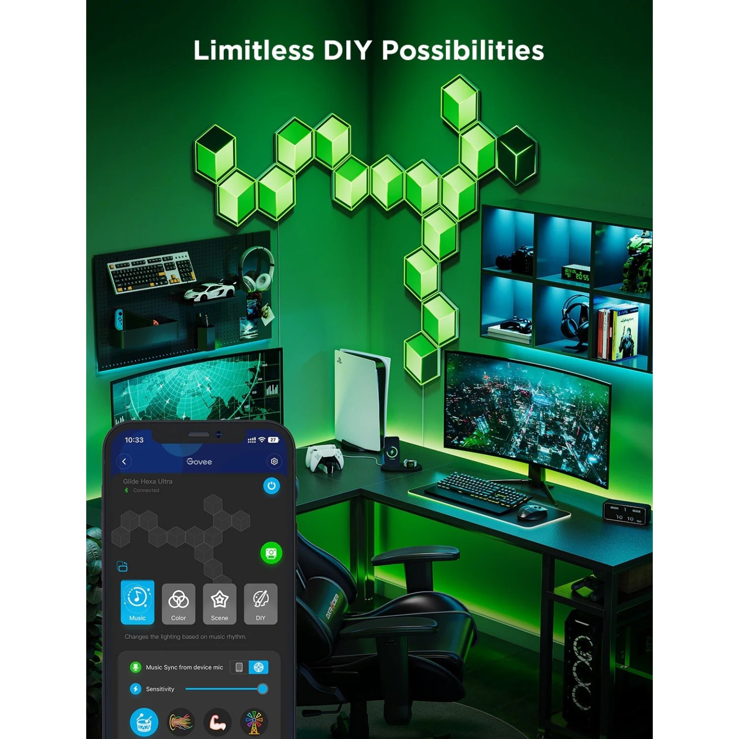 Govee Gaming Wall Glide Hexa Ultra Light Panels - H606A - 7pcs (EU) — Buy in Cyprus with Fast Delivery