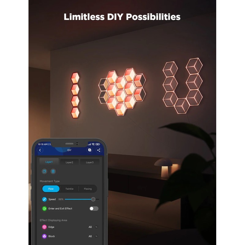 Buy Govee Gaming Wall Glide Hexa Ultra Light Panels - H606A - 7pcs (EU) in Cyprus, Nicosia, Limassol, Larnaka, Pafos