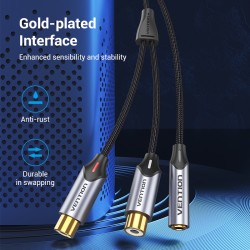 Buy Vention AUDIO 3.5mm F to 2-RCA F Cable - BCOHY - Braided Alum 0.3m in Cyprus, Nicosia, Limassol, Larnaka, Pafos