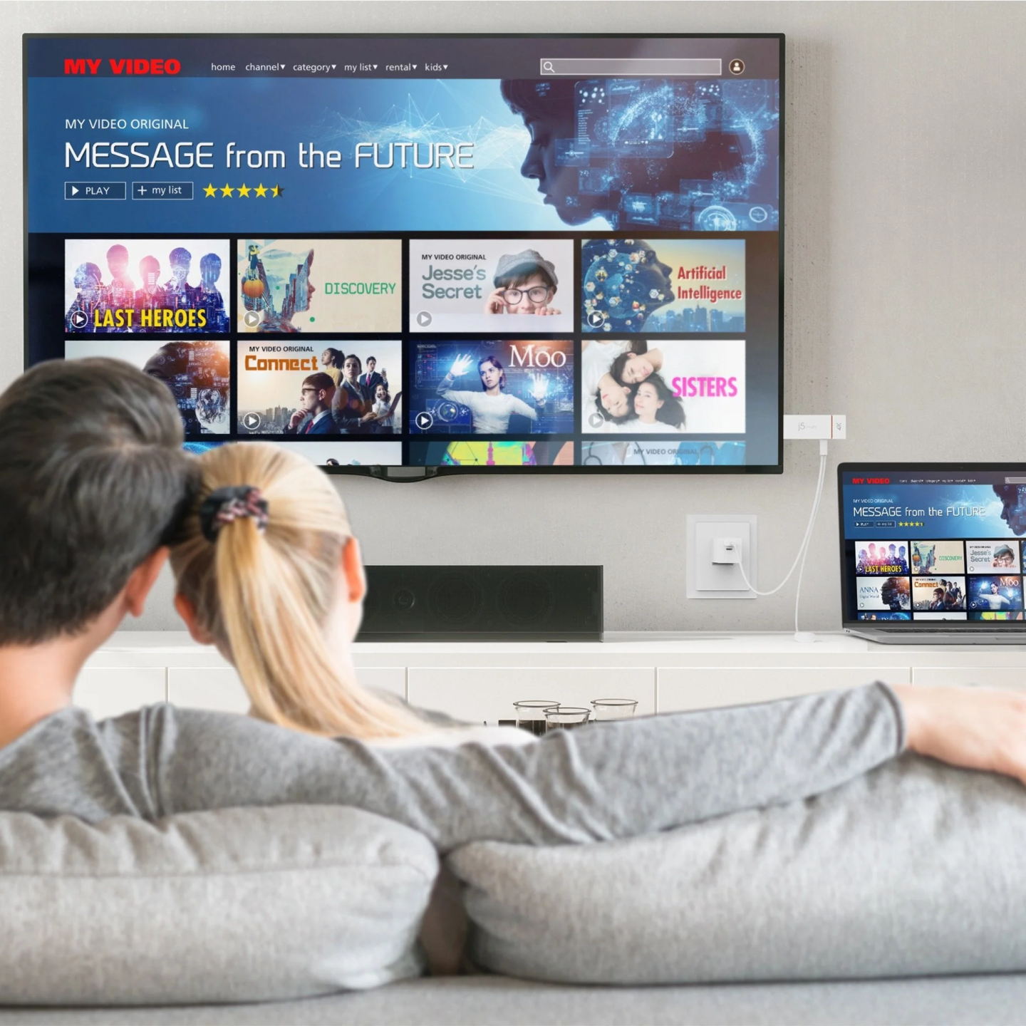 j5create Screencast Wireless Display Adapter - JVAW76 - HDMI 4K Miracast AirPlay USB Powered