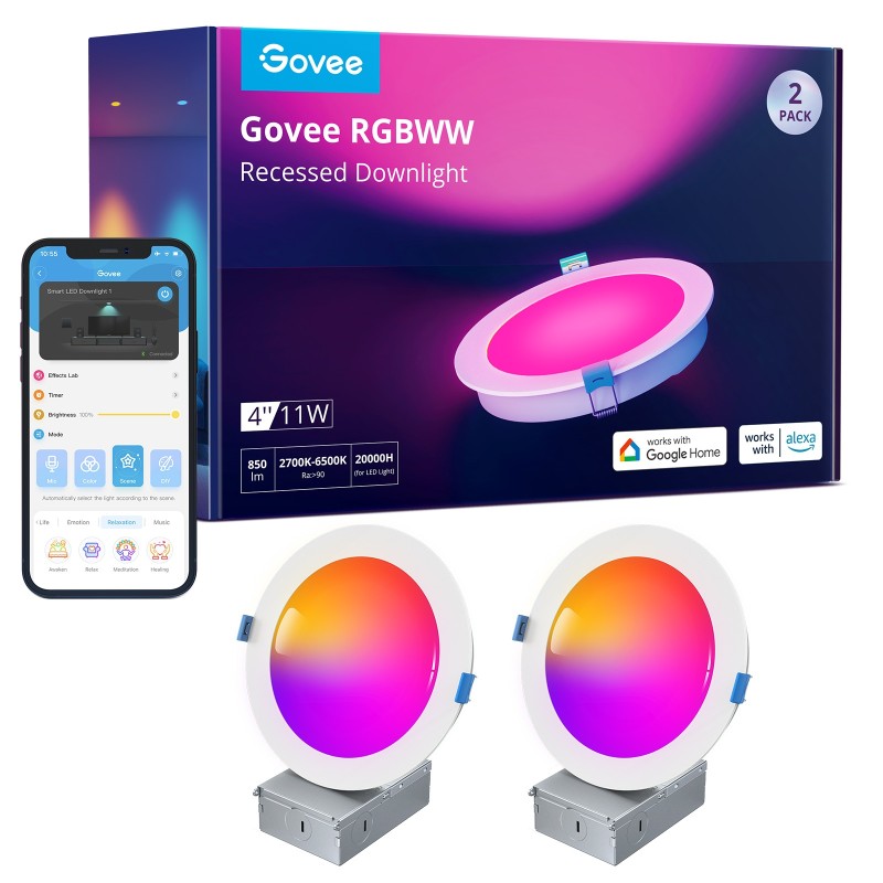 Buy Govee Smart Recessed Lights - B601B - 4'' Wi-Fi & BT RGBWW 850 Lumen with Ju... in Cyprus, Nicosia, Limassol, Larnaka, Pafos