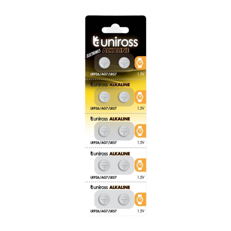 Buy Uniross Alkaline-Coin Battery - LR926 AG7 - LR57 Battery (10pack) in Cyprus, Nicosia, Limassol, Larnaka, Pafos