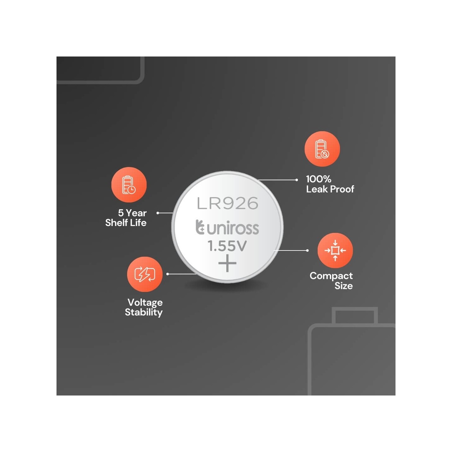 Uniross Alkaline-Coin Battery - LR926 AG7 - LR57 Battery (10pack) — Buy in Cyprus with Fast Delivery