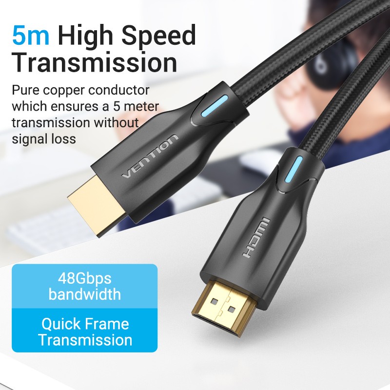 Buy Vention HDMI Cable - AAUBH - 2.1 8K Braided 2.0m in Cyprus, Nicosia, Limassol, Larnaka, Pafos
