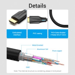Buy Vention HDMI Cable - AAUBH - 2.1 8K Braided 2.0m in Cyprus, Nicosia, Limassol, Larnaka, Pafos