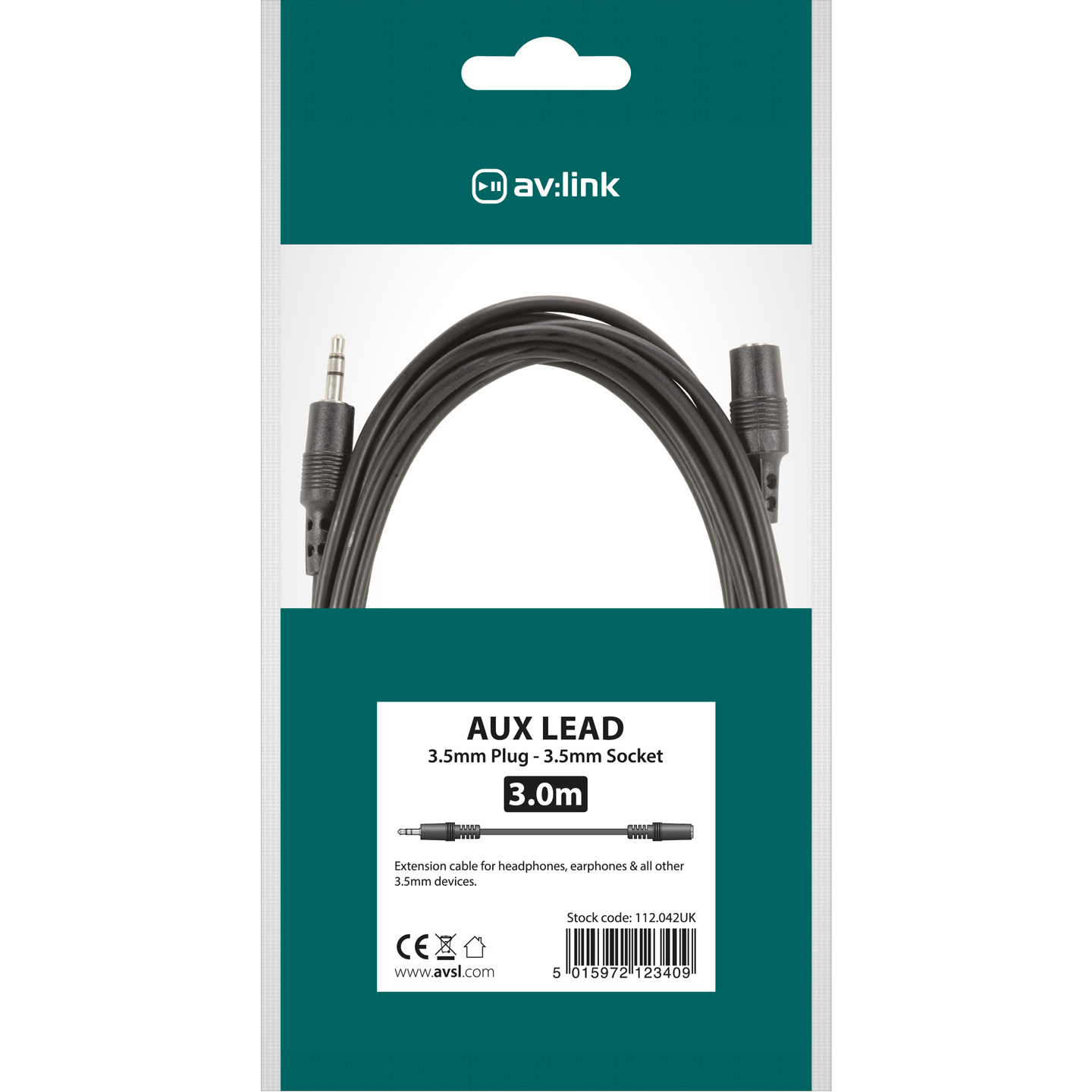 AV:link 3.5mm Stereo Extension Lead - 112.042UK - 3.0m — Buy in Cyprus with Fast Delivery
