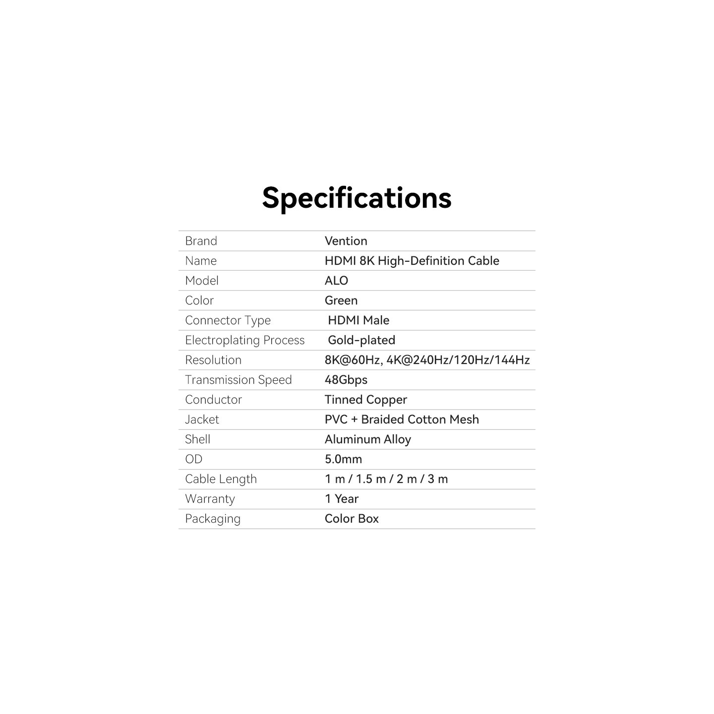 Vention HDMI Cable - ALOGG - HDMI Cable 2.1 8K60Hz Braided Ultra Thin 1.5m — Buy in Cyprus with Fast Delivery