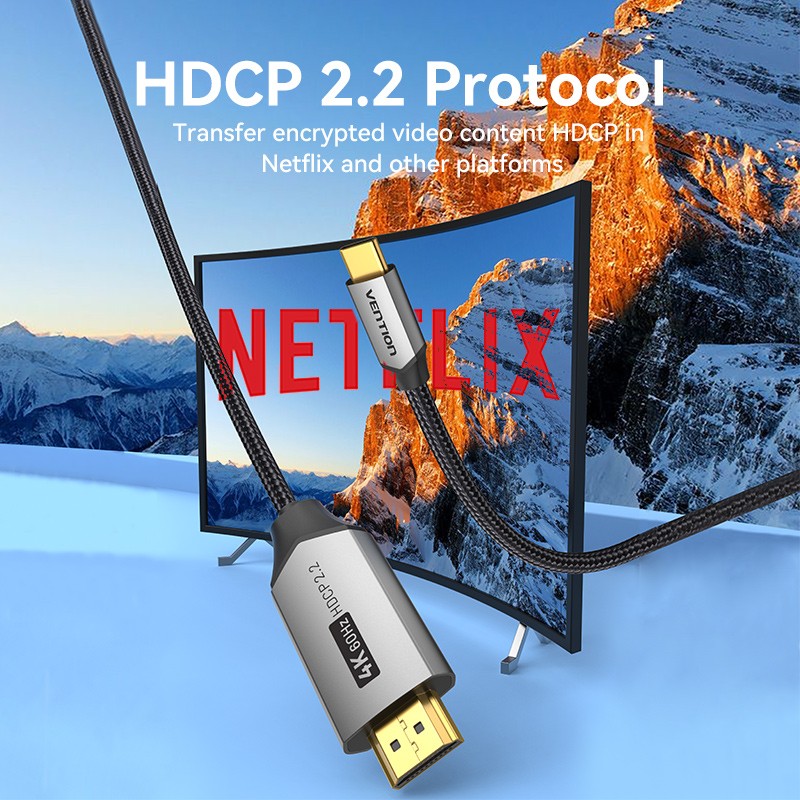 Buy Vention USB-C to HDMI Converter Cable - CRBBF - Braided 4K60Hz 1.0m in Cyprus, Nicosia, Limassol, Larnaka, Pafos