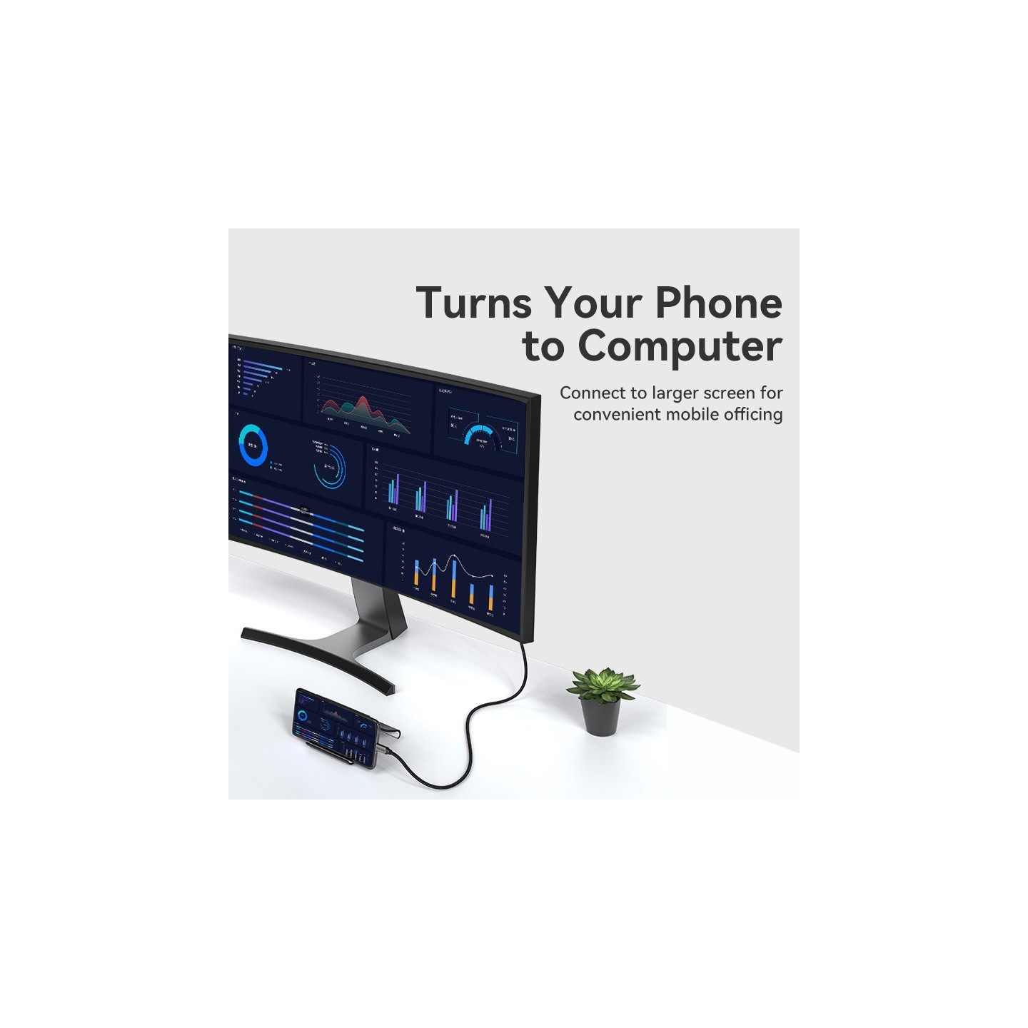 Vention USB-C to HDMI Converter Cable - CRBBF - Braided 4K60Hz 1.0m — Buy in Cyprus with Fast Delivery