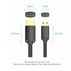 Buy Vention HDMI to HDMI Mini Cable - AGHBF - 1.0m in Cyprus, Nicosia, Limassol, Larnaka, Pafos